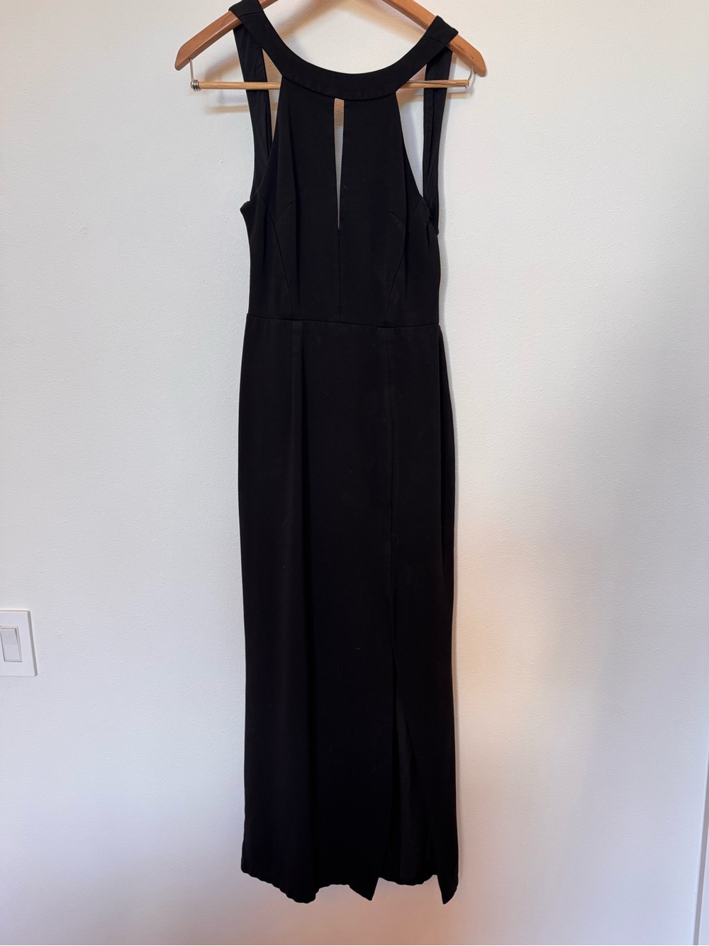 NICHOLAS Black Maxi Halter Column Gown